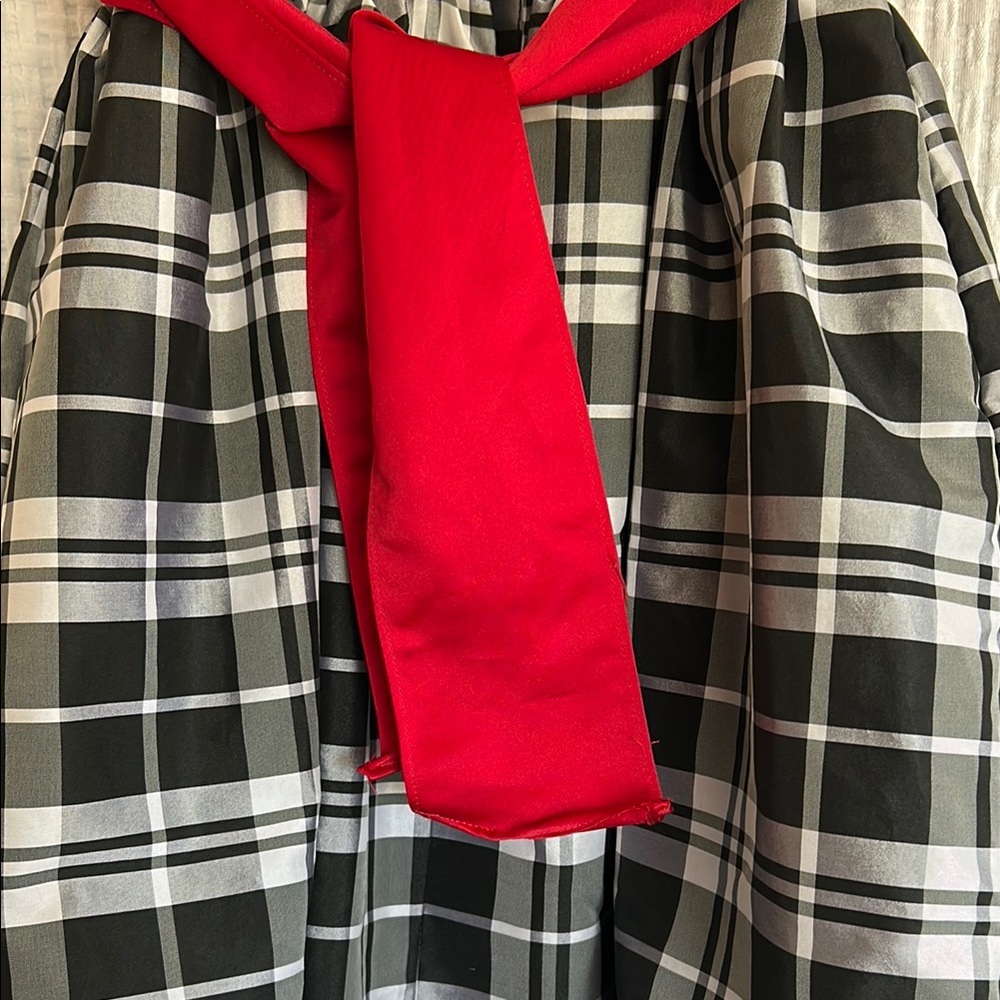 Cherokee Black and White Plaid Dress with Red Sash - Picture 6 of 12